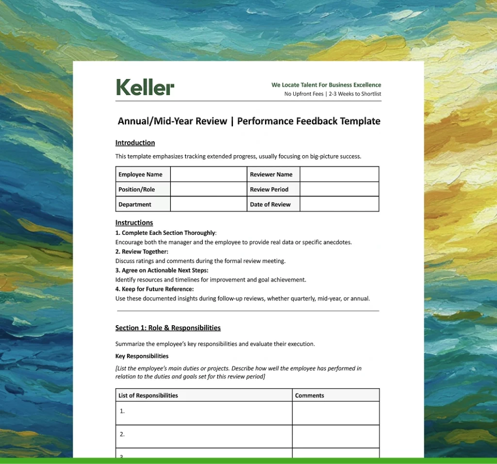 Performance Feedback Template Forms For Employee Reviews