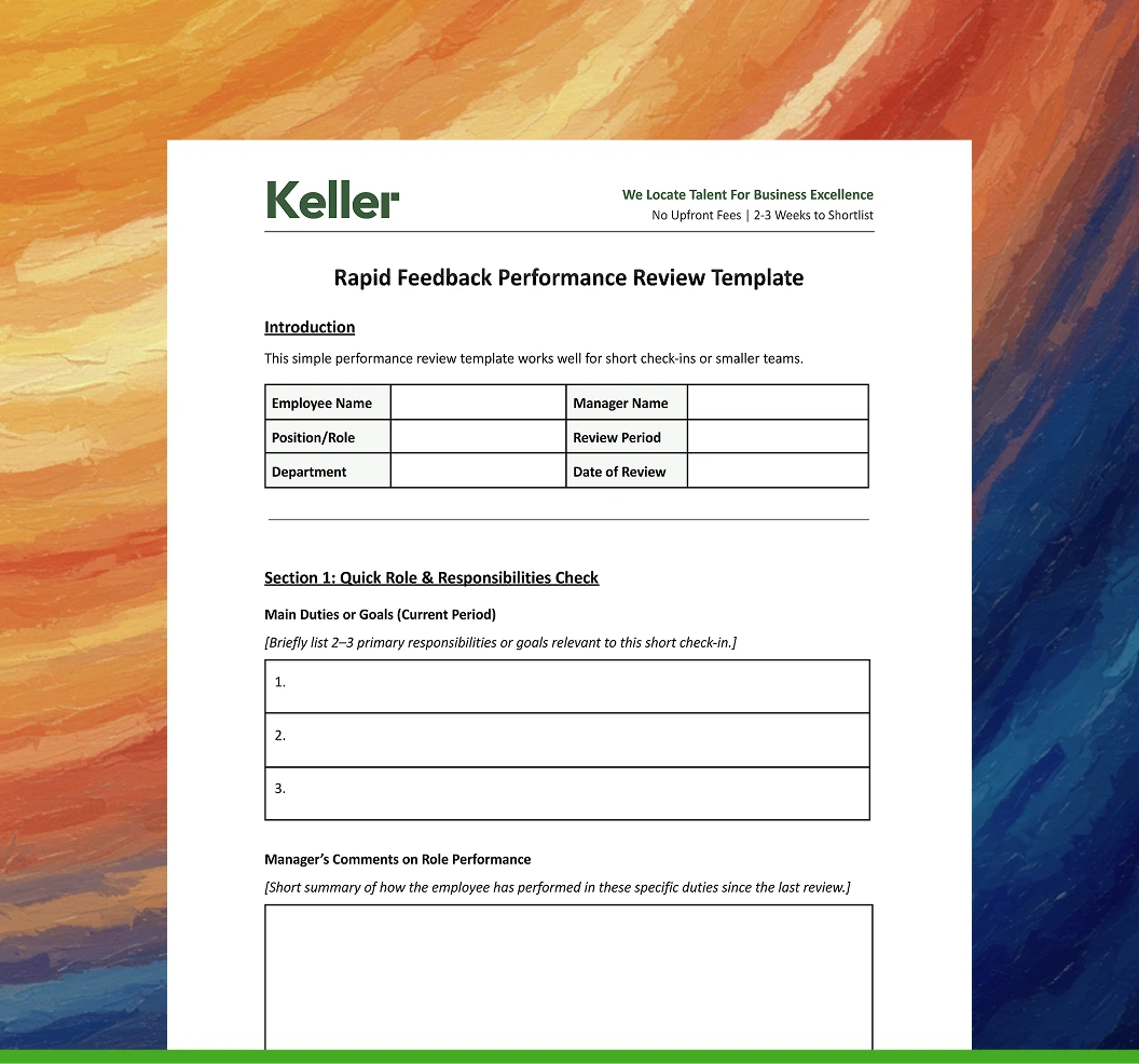 Performance Feedback Template Forms For Employee Reviews